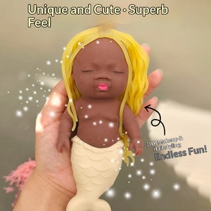 Muñeca de Palma Negra de Goma Blanda y Esponjosa, de Princesa Sirena de Pelo Largo, Adorable y Divertida, Juguete Antiestrés para Niños de 5 a 7 Años - Product Image 2