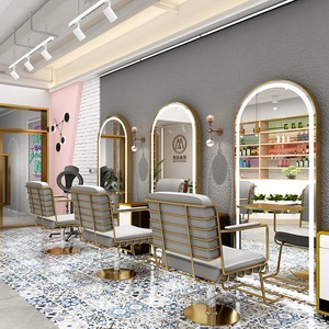 Chaise de Coiffure Liftante Stylée Salon de Beauté Barber Shop Saloon Tunisie Femmes <span class=keywords><strong>Homme</strong></span> Vert Rose Beige et Or Couleur - Product Image 4