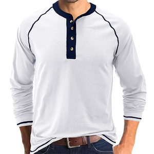 Magliette Henley da <span class=keywords><strong>uomo</strong></span> per autunno e inverno, T-shirt a maniche lunghe da <span class=keywords><strong>uomo</strong></span>, Magliette intime da esterno per il commercio estero - Product Image 1