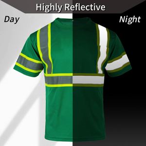 T-shirts de sécurité professionnels haute visibilité pour hommes, manches courtes réfléchissantes, respirants, avec poche - Product Image 3