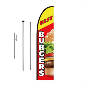 Kit de Publicidad para Restaurantes de Hamburguesas, Mástil para Bandera Tipo Swooper de 16.3 Pies, Herramienta Promocional de Aluminio - Product Image 1
