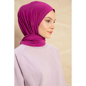 Velo de protección solar de algodón para mujer, pañuelo ligero de longitud media, color fucsia, liso - Product Image 3