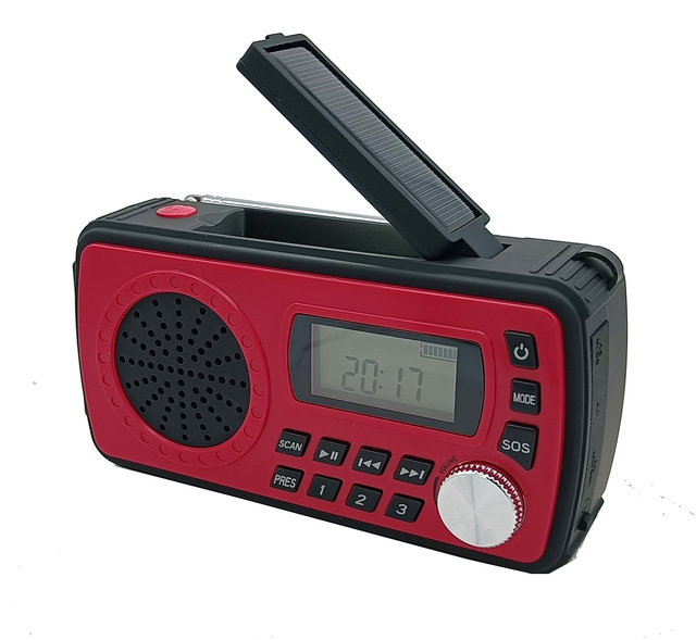 Chenhao Portable Wireless Emergency Solar Hand Crank Radio AM/FM/NOAA Weather MP3/USB/TF Flashlight LCD Display Lithium Plastic