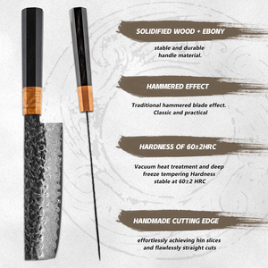 Cuchillo Nakiri Japonés Grandsharp de 6.5 Pulgadas, Acero Damasco de 67 Capas, Cuchillos de <span class=keywords><strong>Cocina</strong></span> 10Cr15Mo, Mango de Ébano y Madera Solidificada - Product Image 4