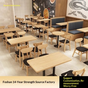 Mesa de Comedor Comercial para Comida Rápida, Barbacoa, Té con Leche, Tienda de Snacks, Restaurante de Fideos, Mesa de Sofá Doble Montada en <span class=keywords><strong>la</strong></span> Pared con Sillas - Product Image 2