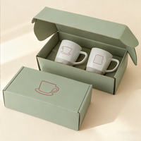 Services de personnalisation de marque : Coffret de tasses, boîte d'emballage en carton pour le transport, boîte d'expédition pour tasses à café, boîte en papier pour tasses en céramique