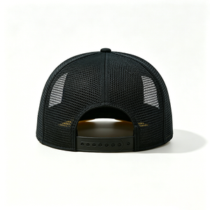 Custom Logo Black Yellow Character Unisex Trucker <b>Hat</b> Breathable Mesh Back Trucker Cap OEM Wholesale Printed <b>Flat</b> Brim - Product Image 5
