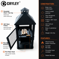 CAYLEY Lanterne et Réchaud de Camping Durable, Idéal pour Jardin, Patio, Cour Arrière, Camping et Utilisation Quotidienne en Extérieur