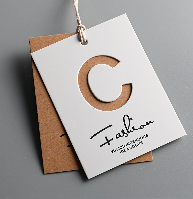 Clothes Packaging Custom Logo Paper Thank Card Hang Tag UV Embossed Hangtags With Hole Hang Tag Clothing Tags Labels Custom