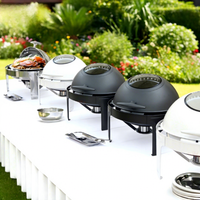 Chauffe-Plat Professionnel LIYUNDA 6L à Couvercle Roulant, Chauffe-Plat à Vapeur en Acier Inoxydable Blanc, Noir, Argent pour Buffet, Traiteur et Fêtes