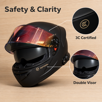 Casque de moto intégral pour hommes et femmes, casque de moto Bluetooth, casque de sécurité pour moto électrique d'hiver avec spoiler