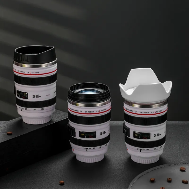 Promotional Creative 400ml Stainless Steel Camera Lens Cup Coffee Travel Mug