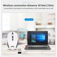 Mouse Nirkabel Jedel Dual-mode Isi Ulang dengan Roller Logam DPI Maks 1600 Optik untuk Komputer Laptop PC
