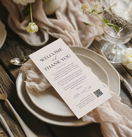 Tarjeta de agradecimiento de boda con código QR Tarjetas de mesa de bienvenida Nota de recepción imprimible Configuración de lugar Menú Carta De Mesa Remerciement