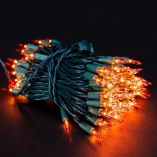 Christmas Mini Incandescent Bulb String Lights Clear Green Wire Christmas Lights Set Holiday Tree Lights for Decoration