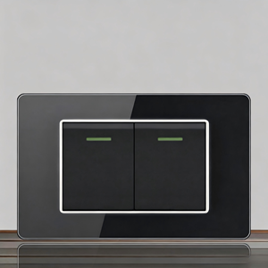Interruptor de Pared Táctil Moderno de 2 Botones, Color Negro, IP20, 10A, 230V, con Puerto USB-C, Habilitado para Wi-Fi, para Aplicaciones - Product Image 1