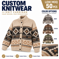 Cardigan en tricot personnalisé pour homme, pull jacquard nordique boutonné, pull épais, fabrication de vêtements en tricot en gros sous marque privée