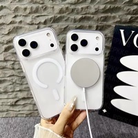 Manyetik kablosuz şarj temizle iPhone için kılıf 17 hava 16 16e 15 14 13 12 11 Pro Max artı Mini akrilik kılıf büyük kamera ile delik