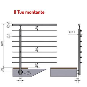 TRAVERSES EN ACIER INOXYDABLE Ø 42.4 7 SATIN AISI 304 FIXATION LATÉRALE TRAVERSES EXTERNES HAUTEUR Balustrades Mains courantes - Product Image 1