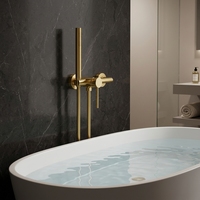 Système de douche en acier inoxydable 304 avec robinet, douchette à main, valve en céramique, jet doux, finition or brossé, poignée unique pour usage hôtelier