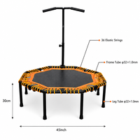 Trampoline rebondissant de haute qualité avec barre de guidon réglable, pliable, pour adultes, mini trampoline d'exercice intérieur