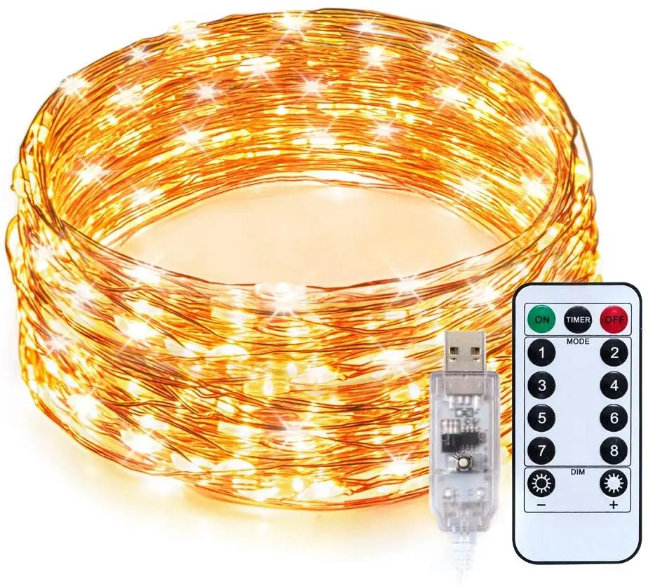 USB Charge 10M Rope Waterproof 100 LED Fairy String Light Copper Wire With Remote LED starry Lights