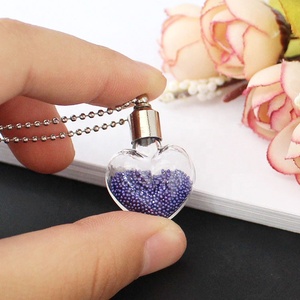 Aksesori DIY kalung botol kaca bening dapat dibuka penutup sekrup kalung guci parfum liontin rantai botol harapan abu untuk wanita - Product Image 4