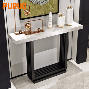 Consolle in acciaio inossidabile in stile <span class=keywords><strong>barocco</strong></span> <span class=keywords><strong>tavolo</strong></span> quadrato dorato mobili lunghi per soggiorno - Product Image 5