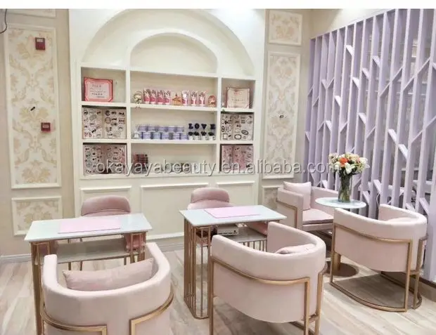Nail salon furniture nail supplies in vietnam manicure table and chair metal nail desk