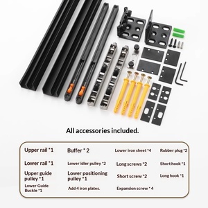 Accessoires de quincaillerie pour porte coulissante sans rail, rail suspendu en alliage d'aluminium avec amortisseur bidirectionnel - Product Image 4