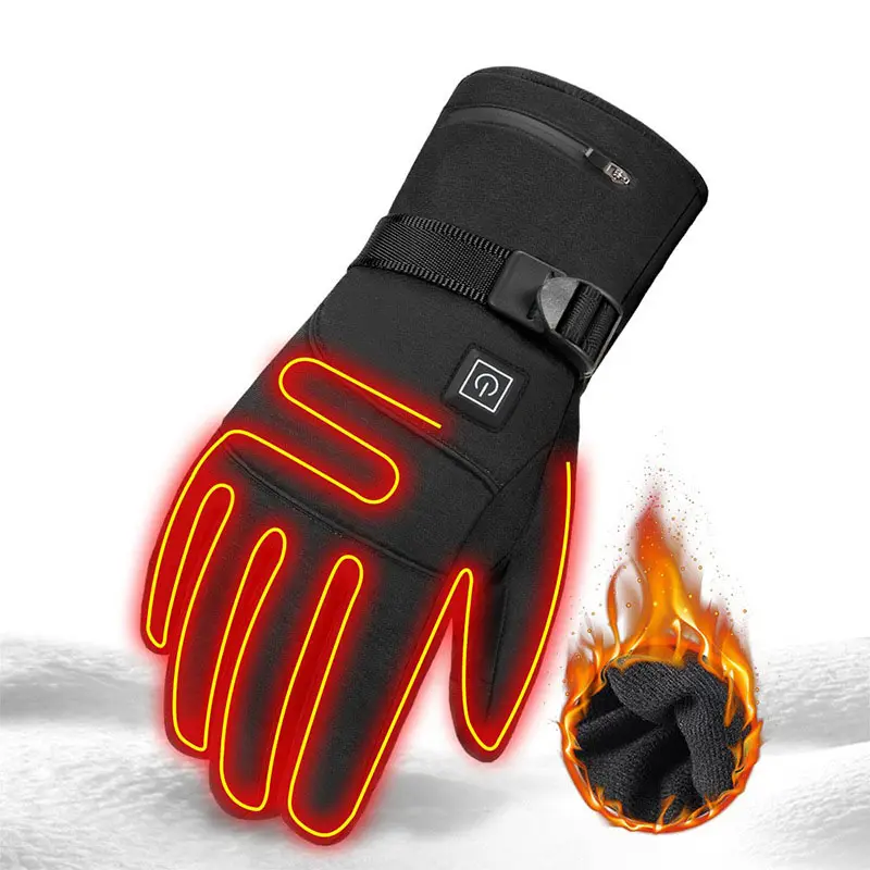 Custom Sports Outdoor Professional Winter Warm Heated Gloves with Fingers and Back Hand Heating waterproof