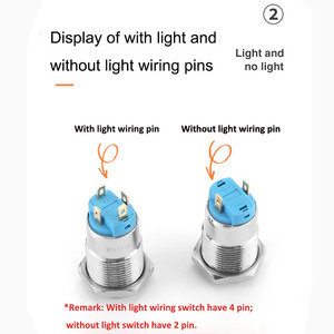 Interruptor de botón pulsador metálico de 12 mm, plano, iluminado por LED, con anillo de reinicio, impermeable, de encendido/apagado, con logotipo de encendido, para automoción y embarcaciones - Product Image 5