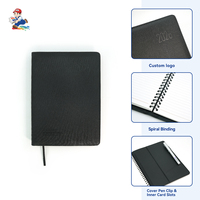 Carnet d'affaires noir A4/A5/B5 à spirale, couverture en cuir PU, personnalisable, cadeau, vente en gros, impression possible – Nouvelle collection, directement de l'usine