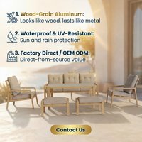 Ensemble de canapés d'extérieur durables avec structure en aluminium imitation bois, résistant à l'eau et aux UV, mobilier de conversation pour patio, jardin et hôtel