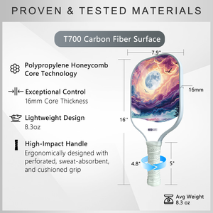 ไม้พายพิคเคิลบอลคาร์บอนไฟเบอร์เกรดมืออาชีพที่ได้รับการรับรองจาก USAPA สำหรับการใช้งานเพื่อความบันเทิงที่เน้นพลังและความเร็ว - Product Image 4