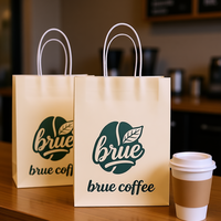 Sacs cadeaux en papier biodégradables écologiques à fond plat, qualité alimentaire, avec logo numérique, luxe, 150 g/m², vente en gros et au détail à prix abordable