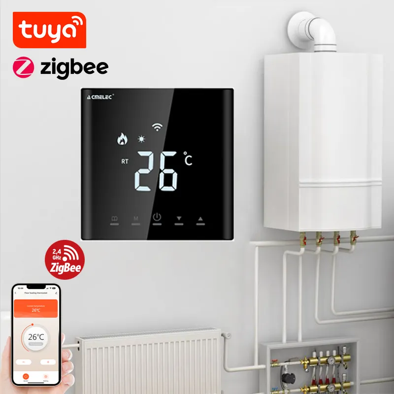 3A ZigBee ऊर्जा की बचत दीवार लटका पानी गैस बायलर कक्ष थर्मोस्टेट के साथ स्मार्ट वाईफ़ाई डिजिटल तापमान नियंत्रक टच botton