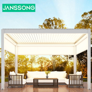 Modern Motorized Garden <b>Pergola</b> <b>Waterproof</b> Aluminum with Wood Plastic Alloy Frame Coated Finish for Balcony and Outdoor Use - Product Image 5