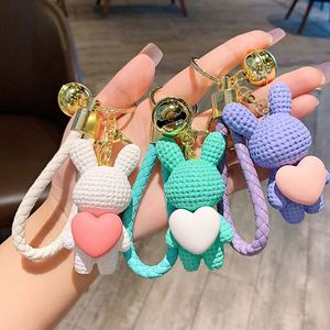 Fashion Cartoon Creative Knitting Love Rabbit Lovely Keychain Couple Bag Car <b>Keyring</b> Pendant Gift - Product Image 1