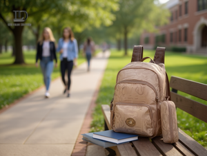 Zaino da donna con astuccio, borsa da scuola in tela, chiusura con cerniera di media capacità, tracolla - Product Image 2