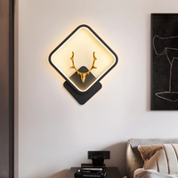 Appliques murales modernes en fer pour intérieur, applique murale carrée tête de cerf pour couloir, salon, chambre, LED Ra80 CRI, garantie 2 ans, intensité variable