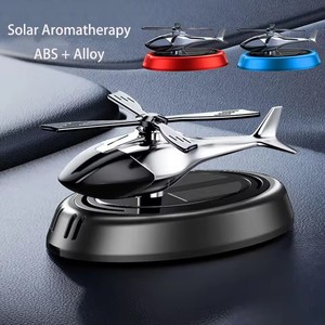 Solar Powered Rotation Helicopter Solar Aromatherapy Car Air Freshener Alloy+ABS Wooden Fragrance <b>Auto</b> Aroma Diffuser - Product Image 1
