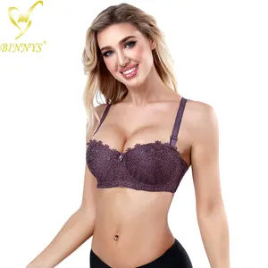 BINNYS Guangzhou toptan yeni tasarım nefes yarım fincan ince fincan 34C seksi dantel kadınlar sutyen