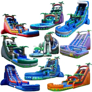 18ft 19ft 22ft Tall Tropical Water Slide With Pool Inflatable Dual Lane Water Slides For Kids Water Slide Inflatable