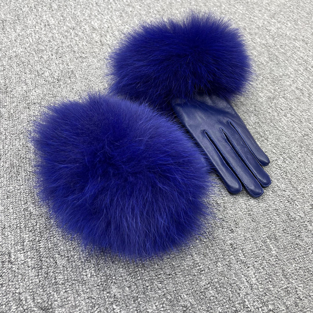 1 leather gloves royal blue