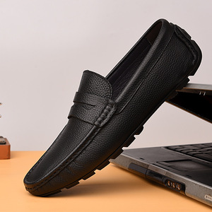 Zapatos de Hombre de Estilo Coreano, Modernos y Casuales, Tipo Mocasines, Transpirables, Antideslizantes, de Piel Auténtica - Product Image 4