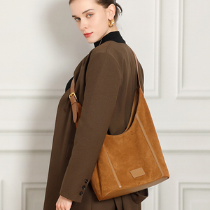 Fabricante OEM Mayorista Alta Capacidad Duradero Multifuncional Cuero Ante Acabado Satén Mujer Bolsos Hobo de Hombro - Product Image 1