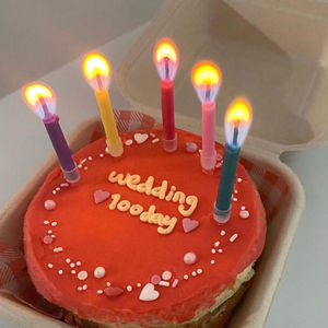 Colorful <b>Flame</b> Birthday <b>Candles</b> Rainbow Lighted Paraffin Cake Decor For Party Celebration - Product Image 2