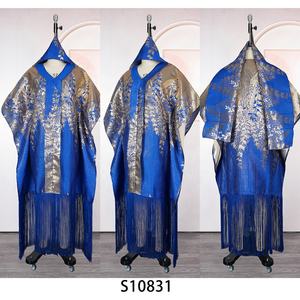 Nueva Moda Africana de alta calidad Rich <span class=keywords><strong>Mama</strong></span> Boubou borlas vestido conjunto con bufanda dos piezas Maxi vestidos conjuntos para mujeres K1057 - Product Image 5