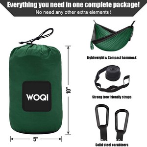 Hamaca Woqi para Acampar al Aire Libre, de Nailon Verde, Portátil, Individual/Doble, Capacidad de 226 kg, Diseño Minimalista - Product Image 3